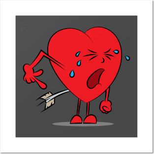 Painful heart by cupid arrow Posters and Art